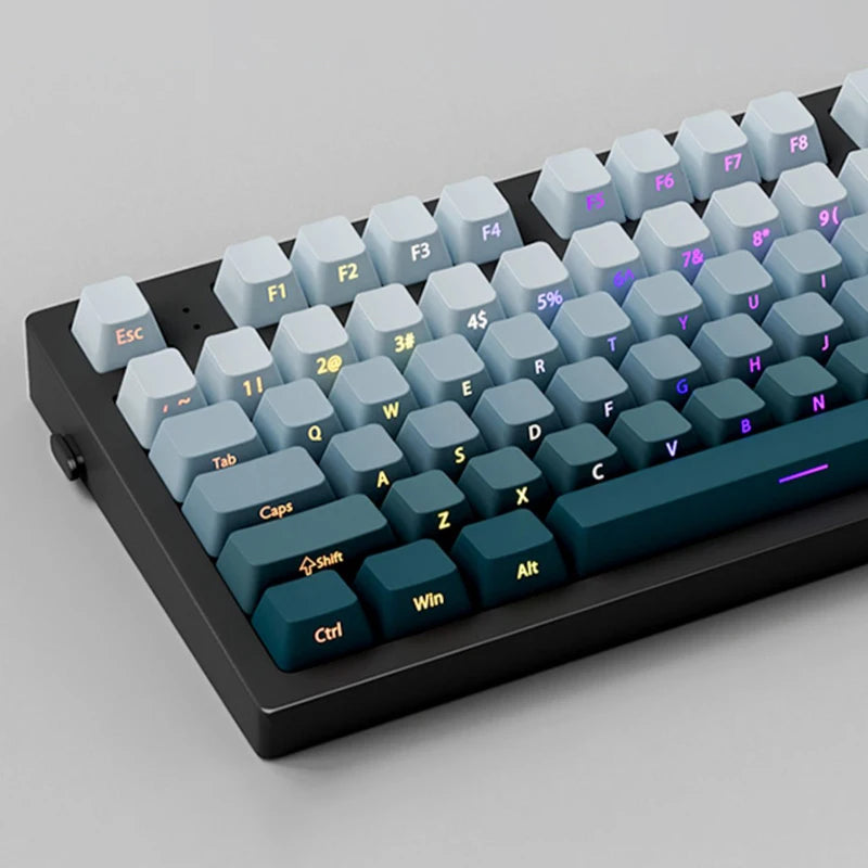 135 Keys Green Hill PBT Double Shot Keycaps Shine Through Side Print Keycaps OEM Profile for Cherry MX Switches Gaming Keyboards