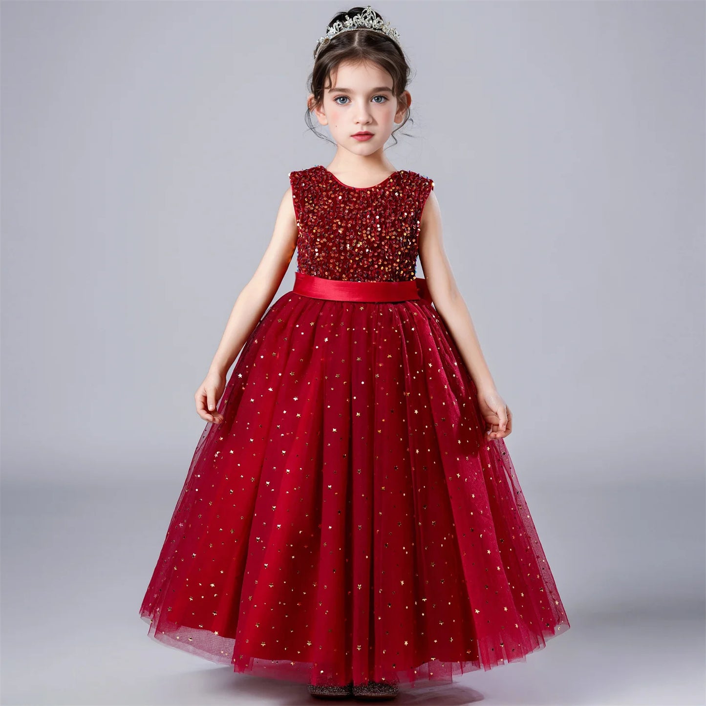 Kids Girl Princess White Long Dress For Occasions And Boy 2pcs Shirt+Pant Suit
