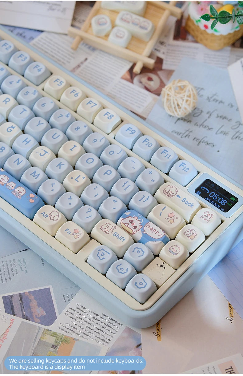 Attack Sharks 98-key cute mechanical keyboard keycaps: MOA PBT material, suitable for multi-layout keyboards