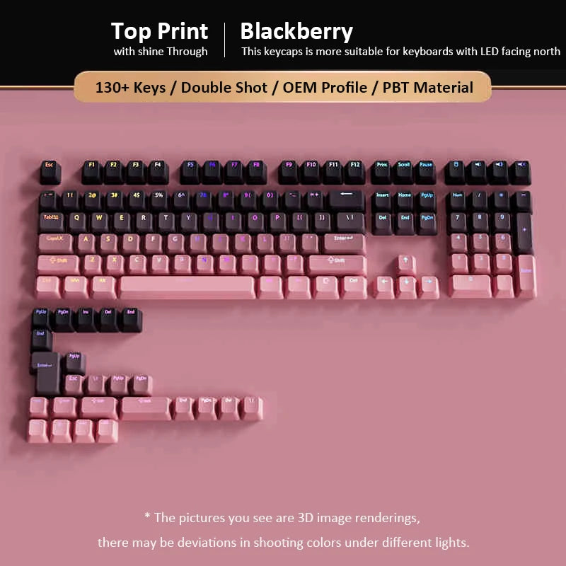 135 Keys Green Hill PBT Double Shot Keycaps Shine Through Side Print Keycaps OEM Profile for Cherry MX Switches Gaming Keyboards