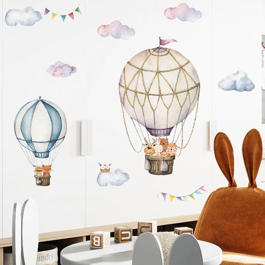 Cartoon Kids Room Wall Decor Stickers Hot Air Balloon PVC Removable Decals for Home Decoration Art Waterproof Eco-friendly Mural