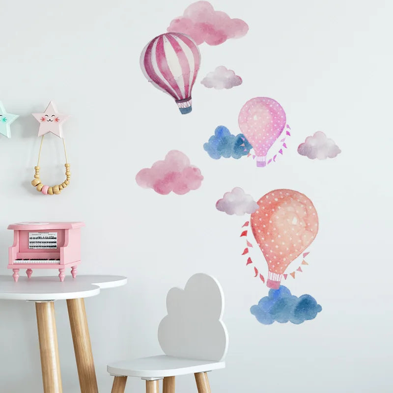 Cartoon Kids Room Wall Decor Stickers Hot Air Balloon PVC Removable Decals for Home Decoration Art Waterproof Eco-friendly Mural