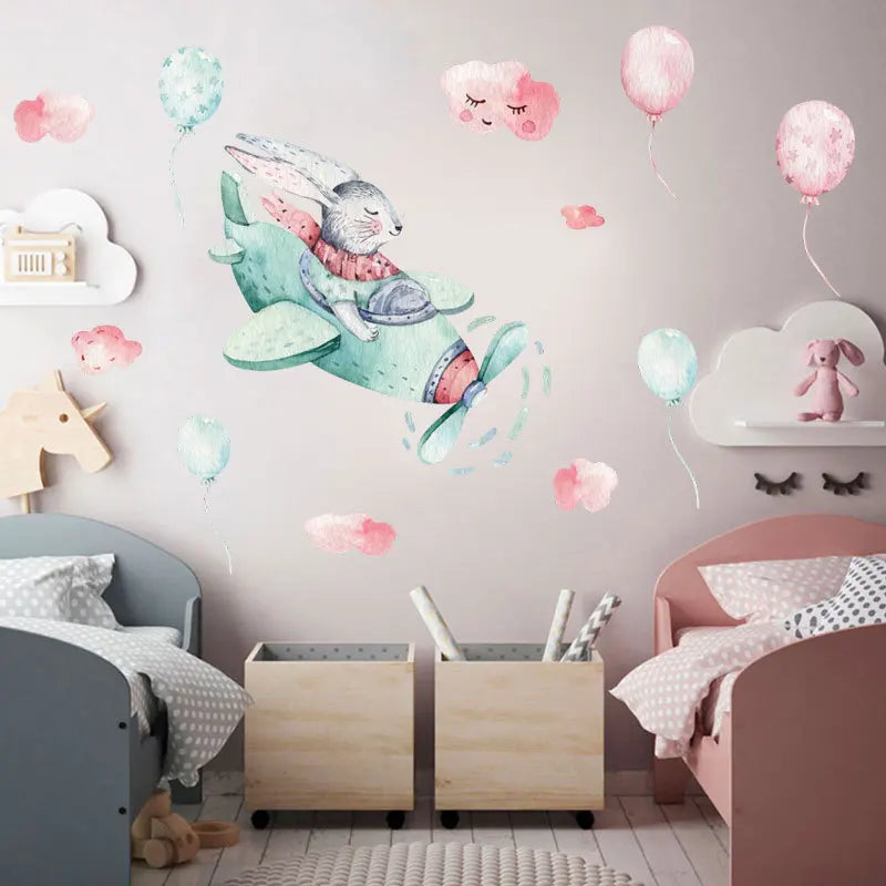 Cartoon Kids Room Wall Decor Stickers Hot Air Balloon PVC Removable Decals for Home Decoration Art Waterproof Eco-friendly Mural