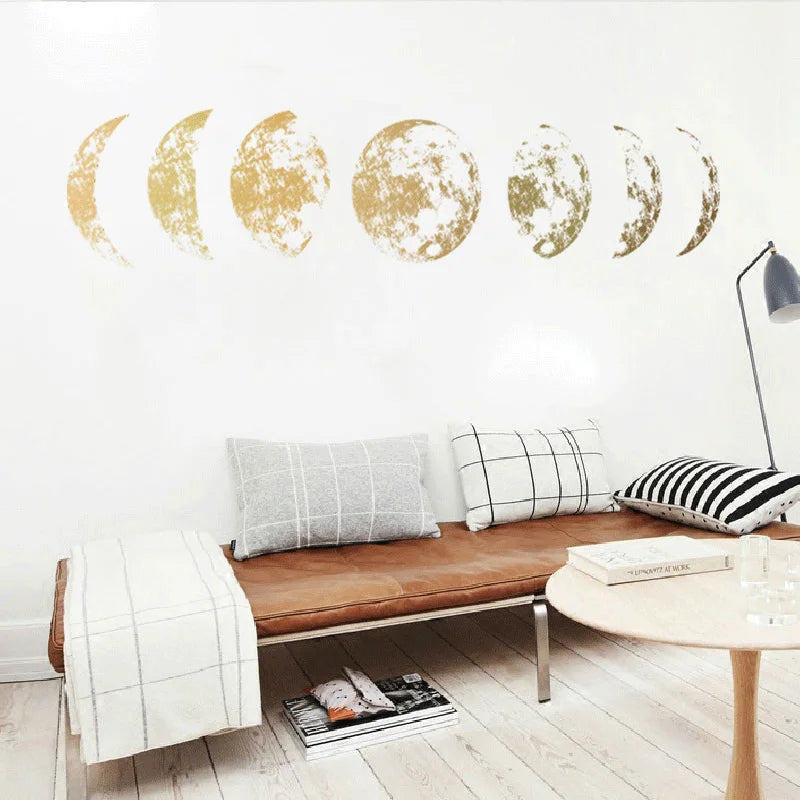 Creative Moon Phase 3D Wall Sticker Wall Decoration Mural Art Decals Kids Bedroom Background Decor Moon Sticker