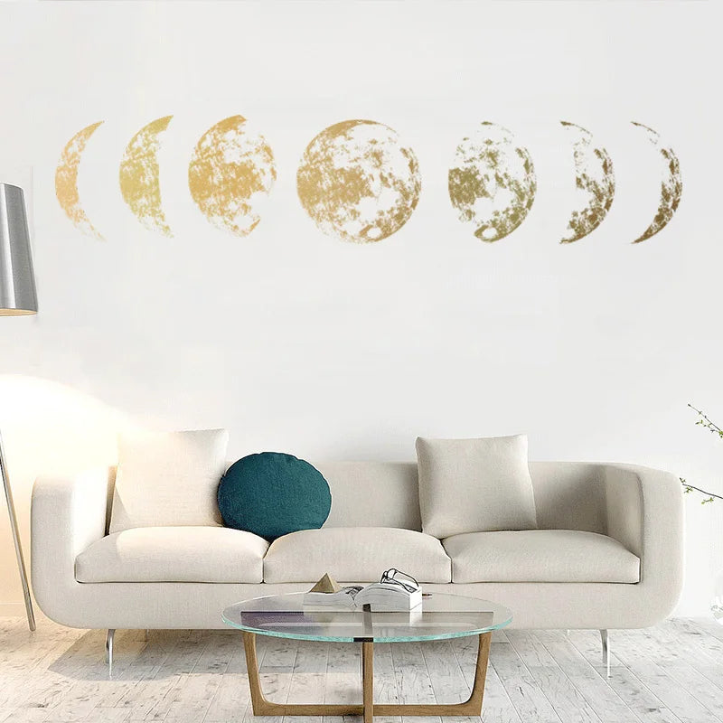 Creative Moon Phase 3D Wall Sticker Wall Decoration Mural Art Decals Kids Bedroom Background Decor Moon Sticker