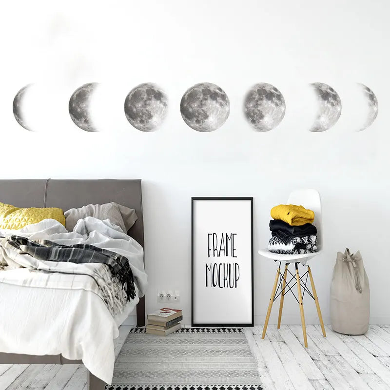 Creative Moon Phase 3D Wall Sticker Wall Decoration Mural Art Decals Kids Bedroom Background Decor Moon Sticker