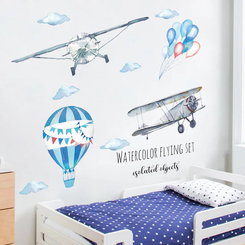 Cartoon Kids Room Wall Decor Stickers Hot Air Balloon PVC Removable Decals for Home Decoration Art Waterproof Eco-friendly Mural