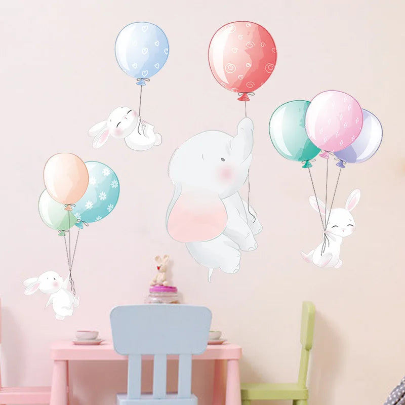 Cartoon Kids Room Wall Decor Stickers Hot Air Balloon PVC Removable Decals for Home Decoration Art Waterproof Eco-friendly Mural