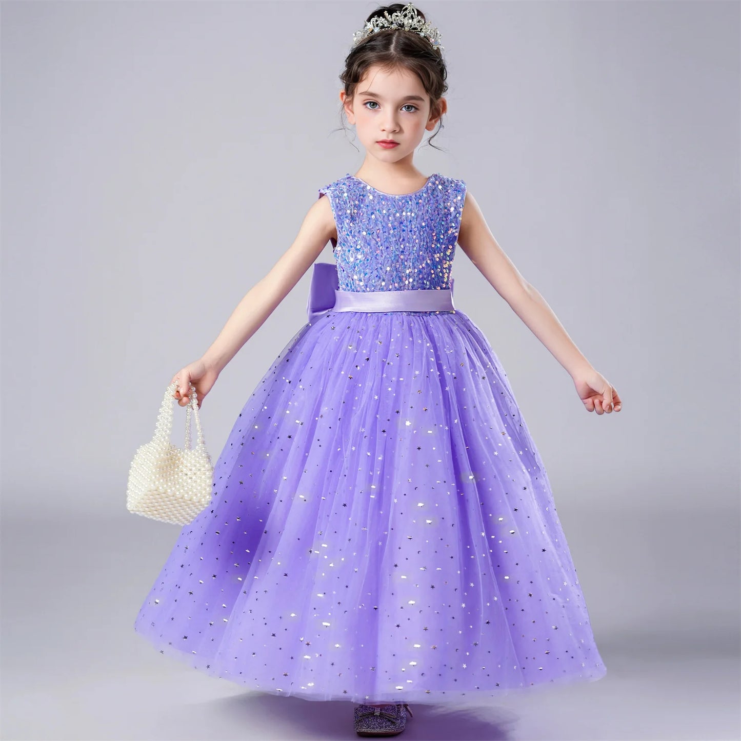 Kids Girl Princess White Long Dress For Occasions And Boy 2pcs Shirt+Pant Suit