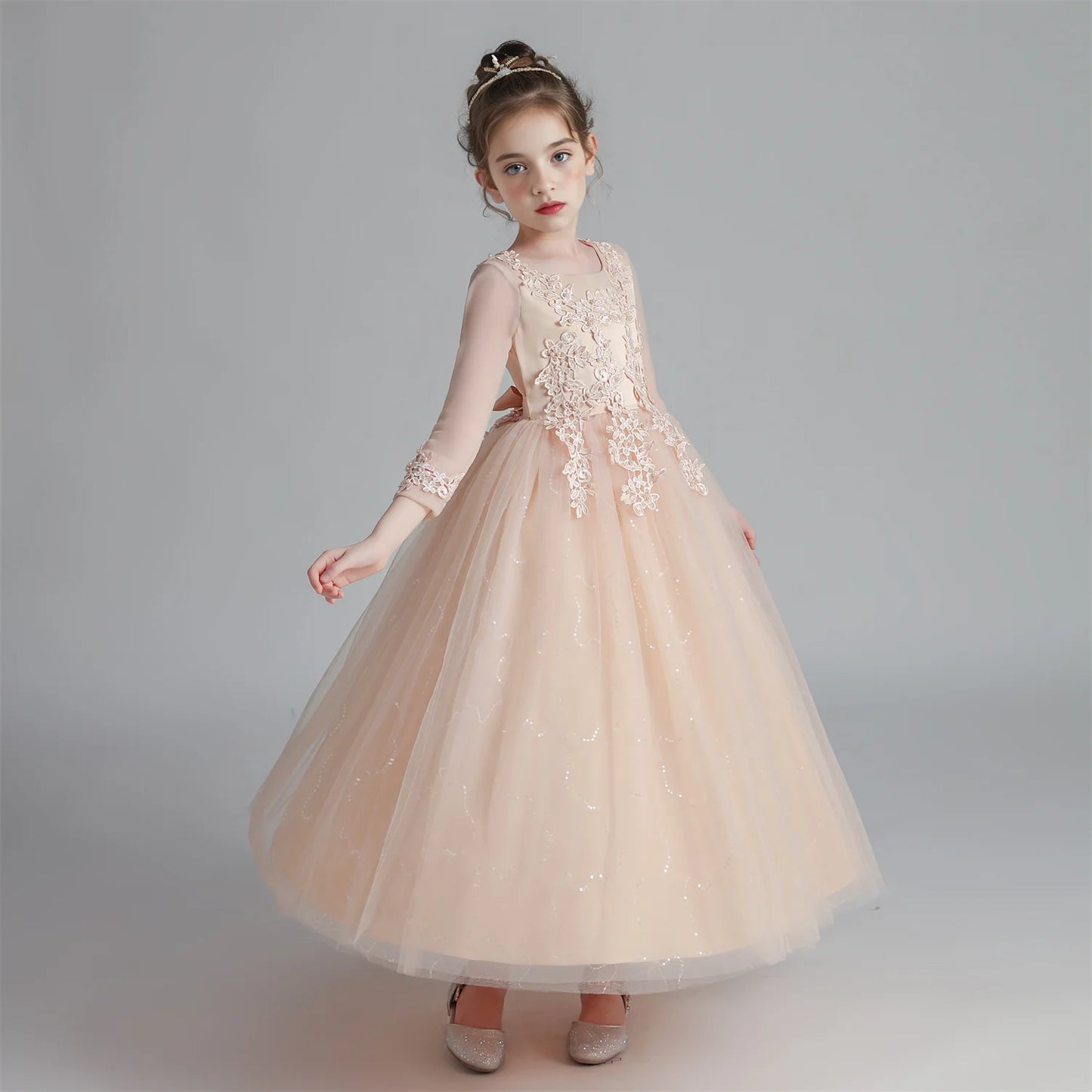 Kids Girl Princess White Long Dress For Occasions And Boy 2pcs Shirt+Pant Suit