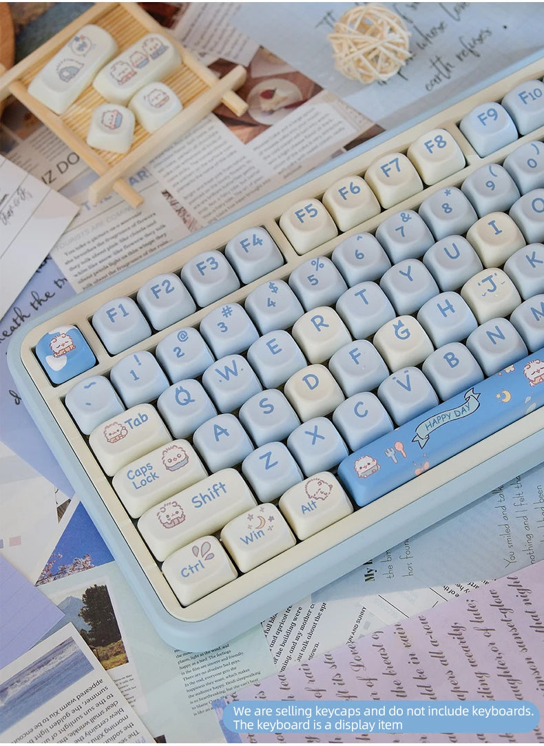 Attack Sharks 98-key cute mechanical keyboard keycaps: MOA PBT material, suitable for multi-layout keyboards