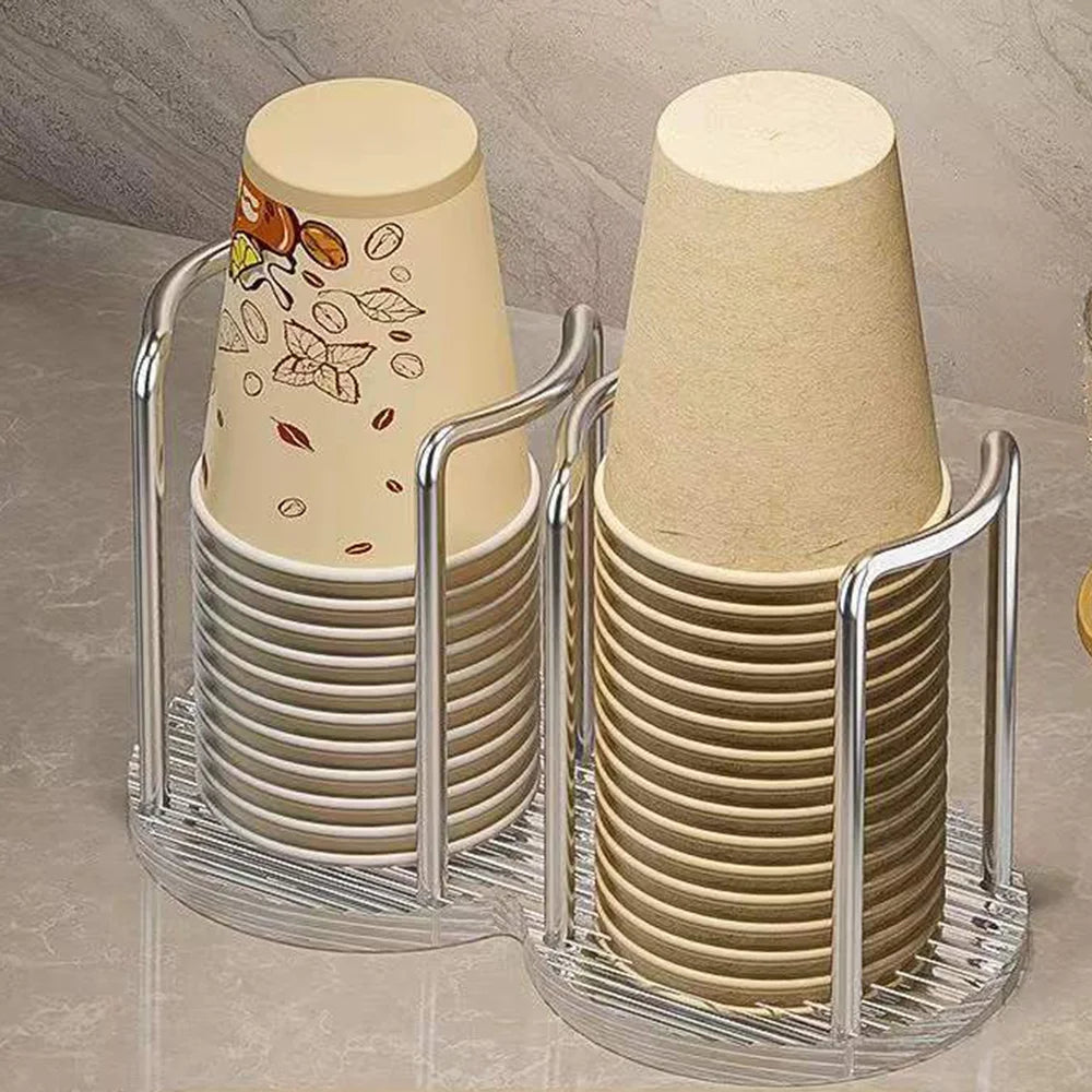 Luxury Disposable Cup Storage Holder Water Tea Cups Dispenser Rack Shelf with Longer Stick Mug Display Stand Home Organizer