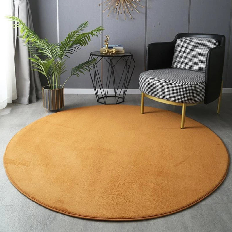 Velvet Carpet Round For Home Living Room Coffee Table Floor Rug Short Plush Foot Mat Children's Play Crawling Carpets