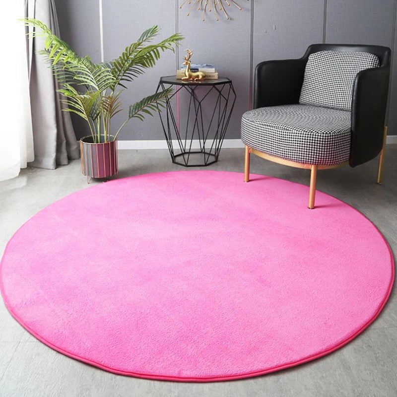 Velvet Carpet Round For Home Living Room Coffee Table Floor Rug Short Plush Foot Mat Children's Play Crawling Carpets