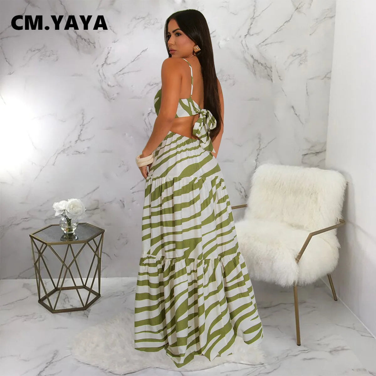 Women Strap Sleeveless Backless Long Dress