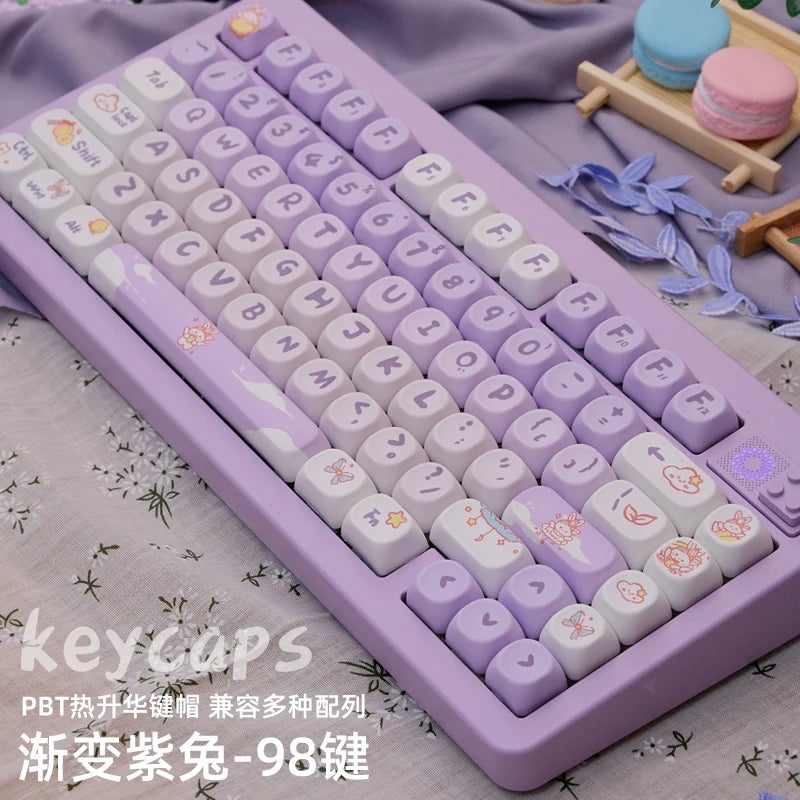 Attack Sharks 98-key cute mechanical keyboard keycaps: MOA PBT material, suitable for multi-layout keyboards