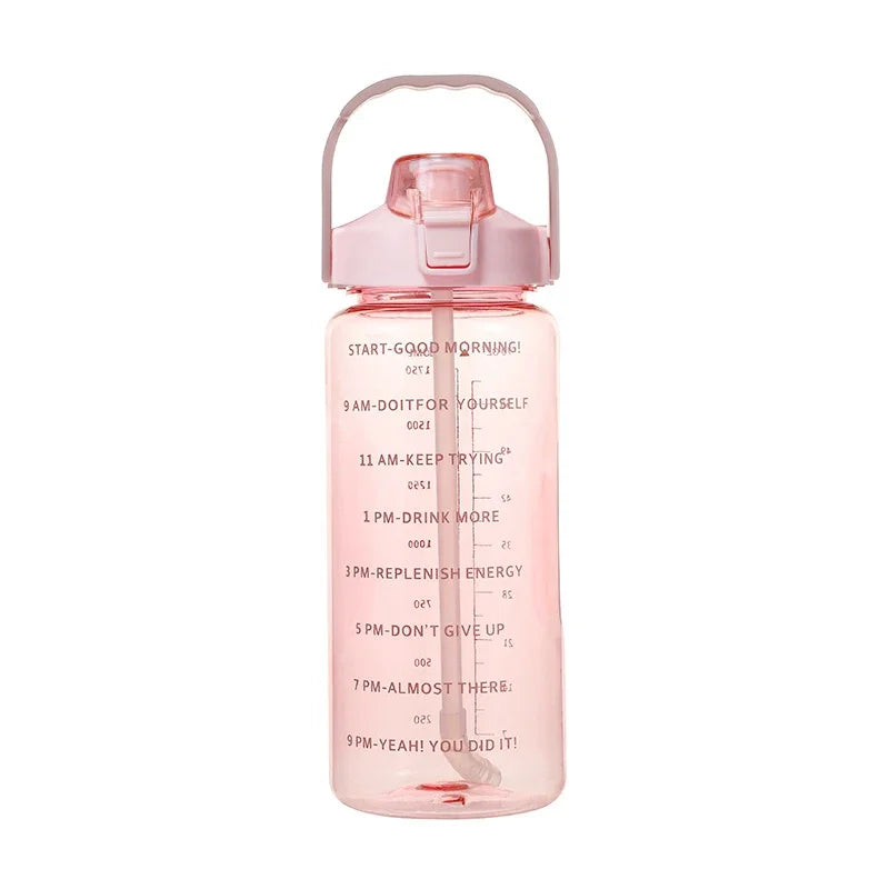 Water Bottle With Straw For Men And Women Cold Water Bottles With Time Marker Drinkware