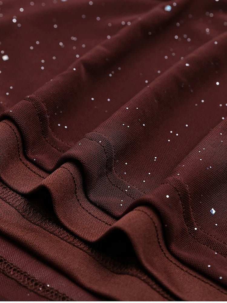 Women's Bell Sleeve Off Shoulder Sequin Long Dress Backless Double Layer Maxi Dresses