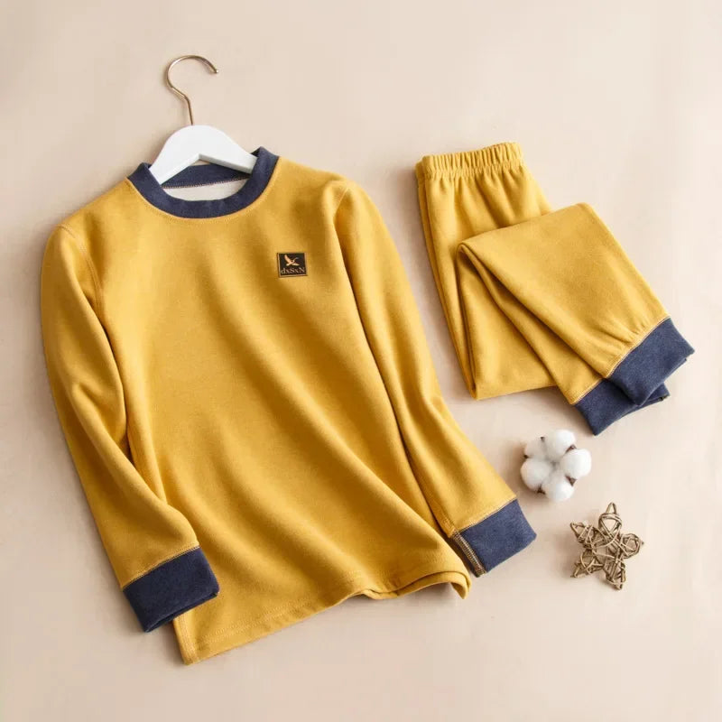 Children's Thermal Underwear Set 7A Antibacterial Autumn Winter Warm Clothes Kids Wool Nature Silk Teen Boys Girls Loungewear