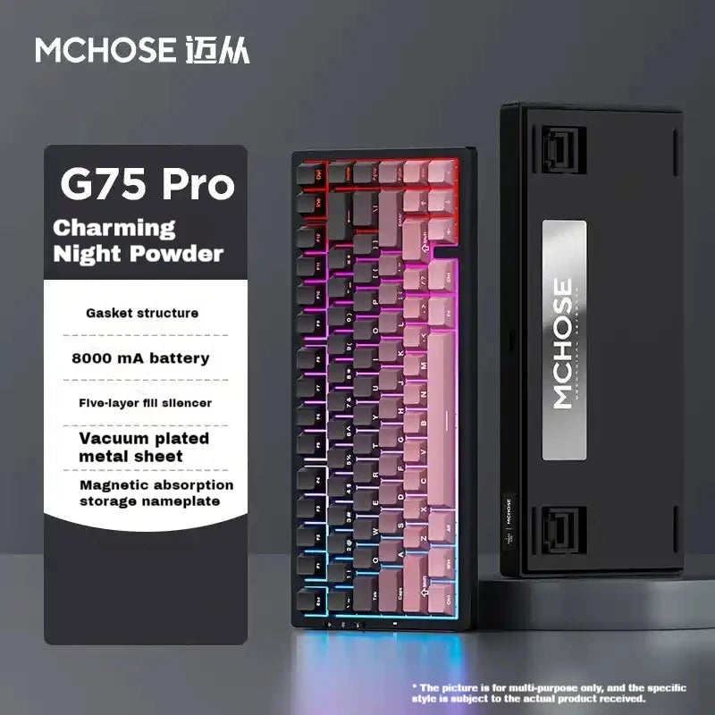 MCHOSE G75 Pro Mechanical Keyboards RGB Hot Swap Gasket Wireless Tri-mode Customized Gaming Keyboard Pc E-Sports Accessories