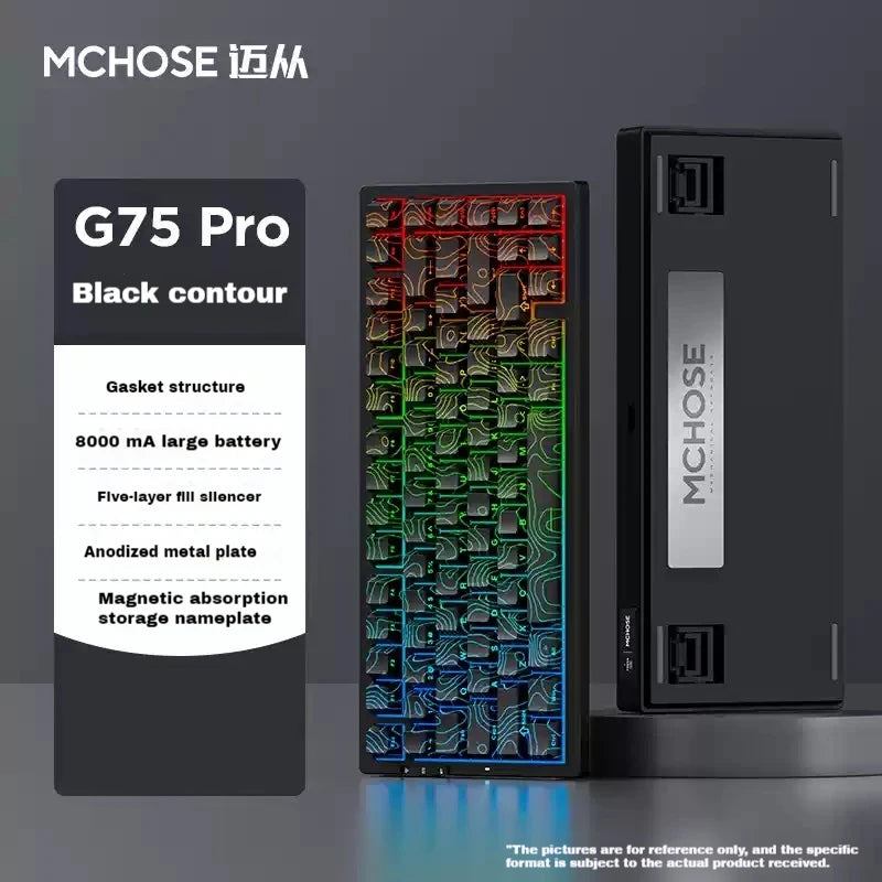 MCHOSE G75 Pro Mechanical Keyboards RGB Hot Swap Gasket Wireless Tri-mode Customized Gaming Keyboard Pc E-Sports Accessories