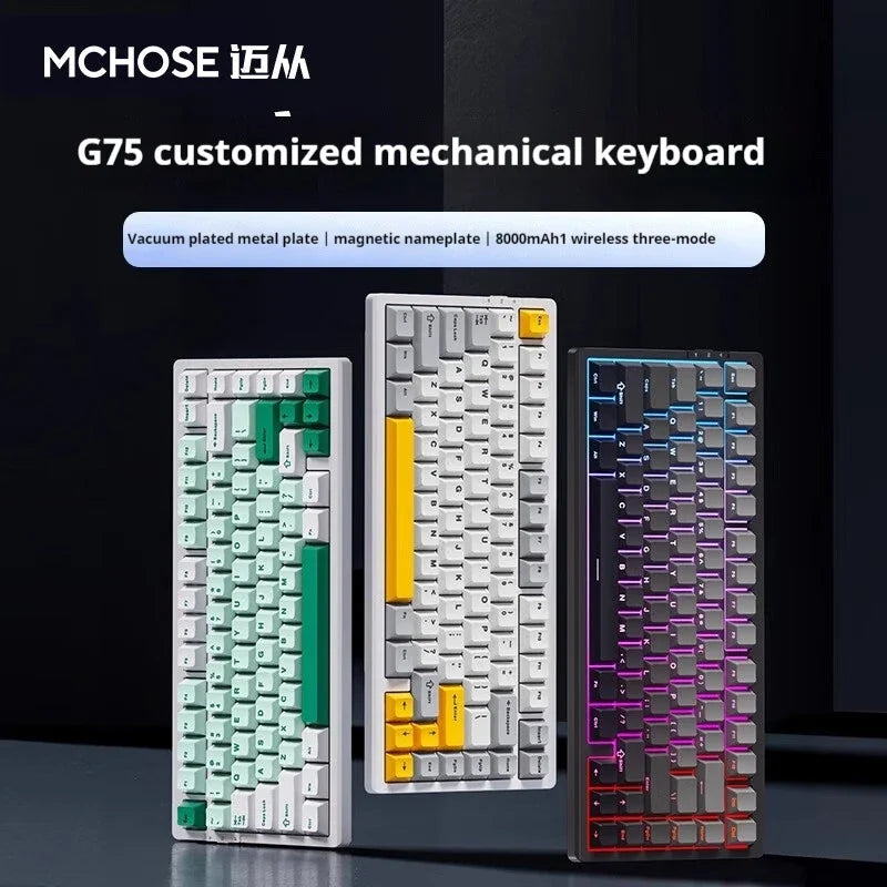 MCHOSE G75 Pro Mechanical Keyboards RGB Hot Swap Gasket Wireless Tri-mode Customized Gaming Keyboard Pc E-Sports Accessories