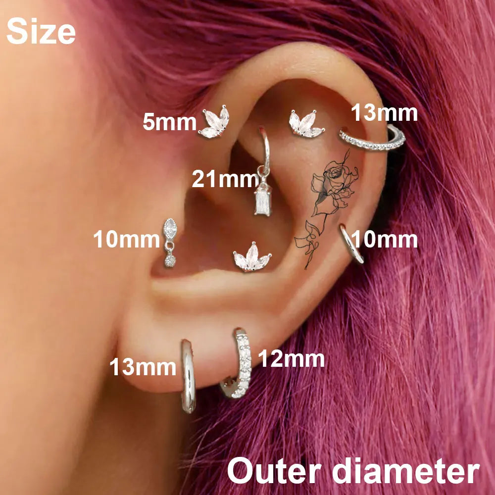 Earring For Women Zircon Cartilage Piercing Drop Earring Ear Hoop Stainless Steel Rook Lobe Jewelry Gift