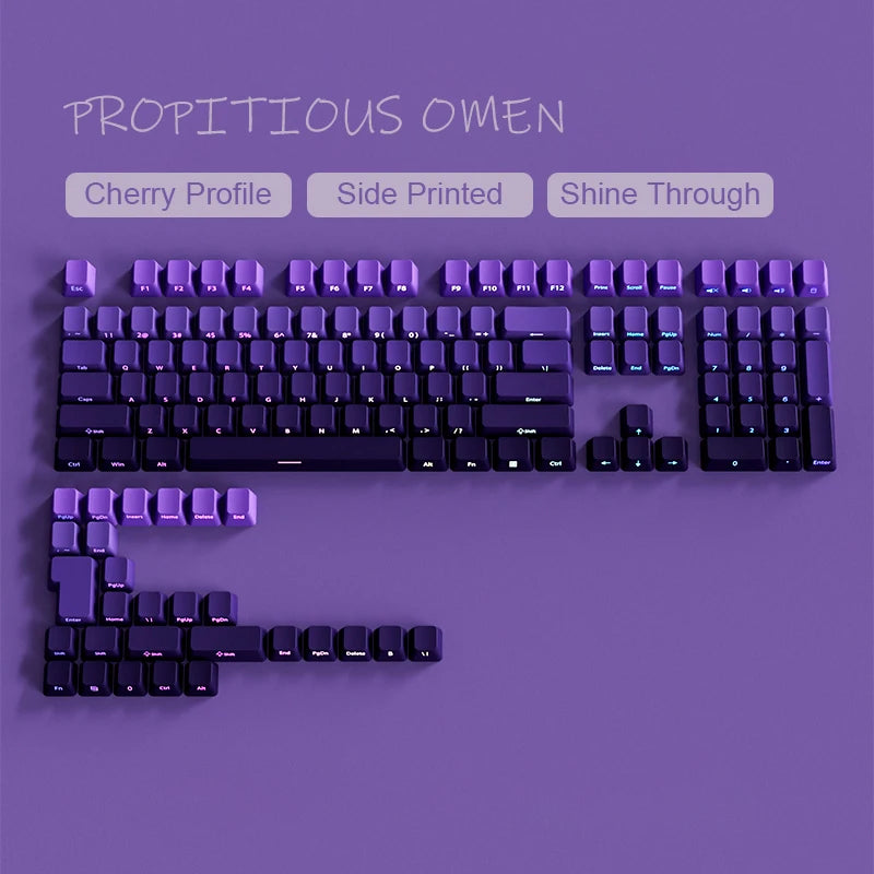 135 Keys Green Hill PBT Double Shot Keycaps Shine Through Side Print Keycaps OEM Profile for Cherry MX Switches Gaming Keyboards