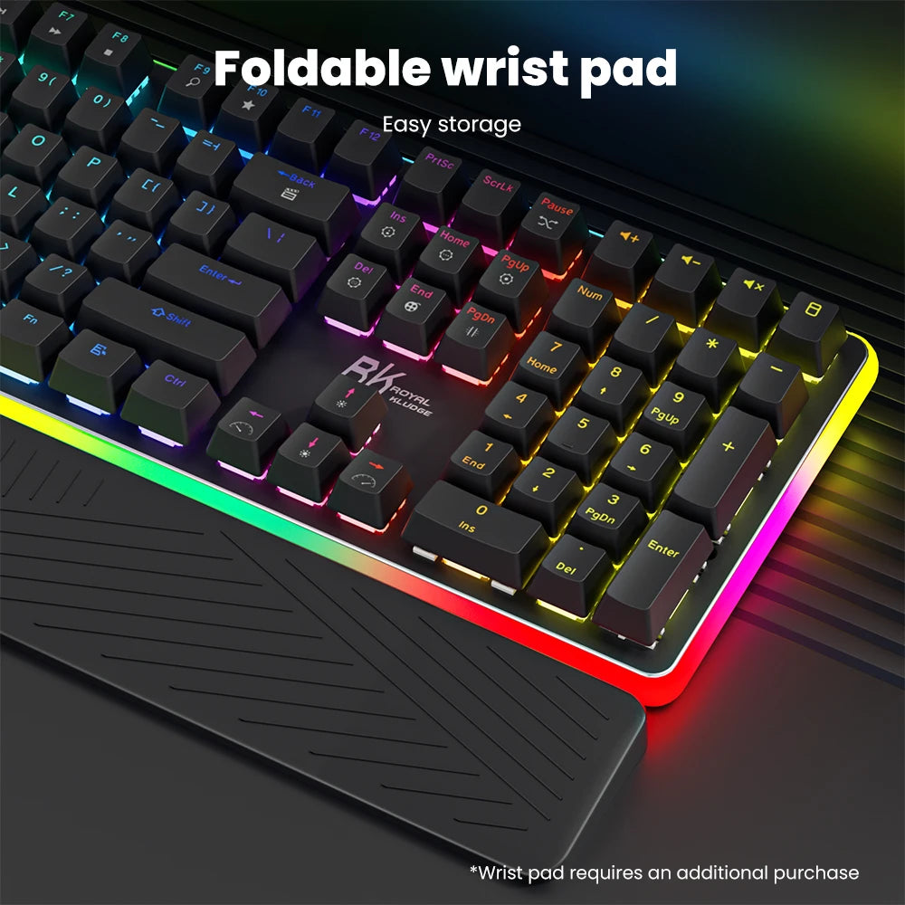 RK ROYAL KLUDGE RK918 Brazilian Portuguese Mechanical Keyboard 108 Keys RGB Backlight Gaming Keyboards with Side Lamp Hand Rest