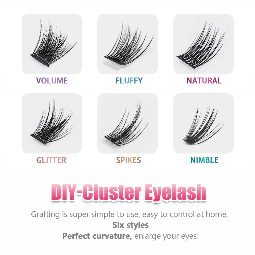 Eyelash Extension Segmented False Bundles Eyelashes 72Volume Natural Russian Faux Mink Makeup Lashes