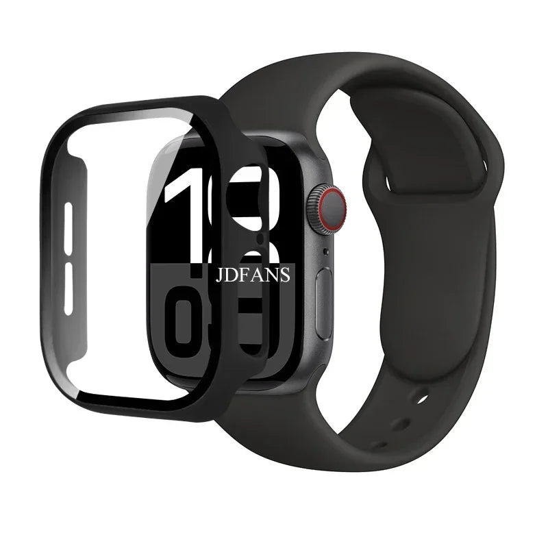 Glass+Case+Strap For Apple Watch 10 42mm 46mm Matte Hard PC bumper Screen Protector Case iWatch series 10 42/46 mm Accessories