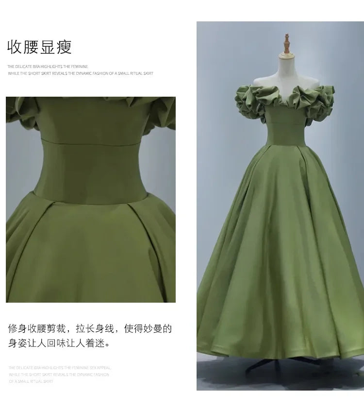 Party Long Dress Women Dresses Green High Waist