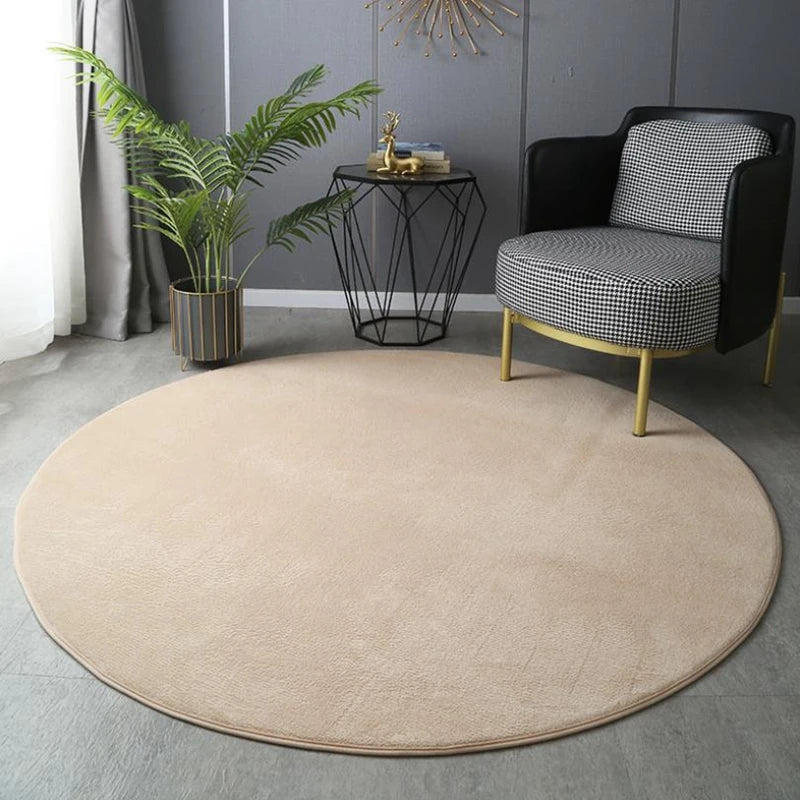 Velvet Carpet Round For Home Living Room Coffee Table Floor Rug Short Plush Foot Mat Children's Play Crawling Carpets