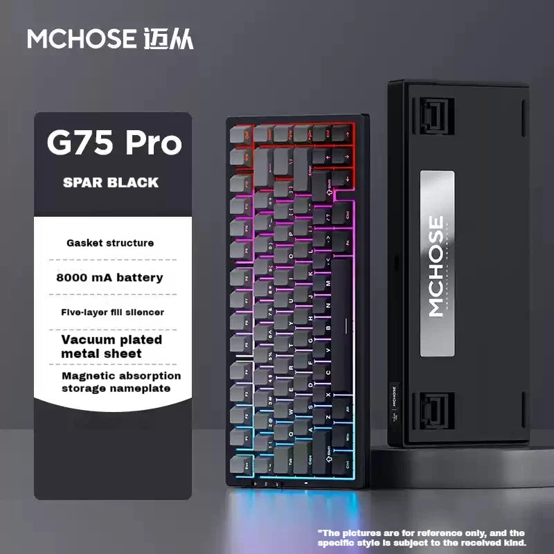 MCHOSE G75 Pro Mechanical Keyboards RGB Hot Swap Gasket Wireless Tri-mode Customized Gaming Keyboard Pc E-Sports Accessories