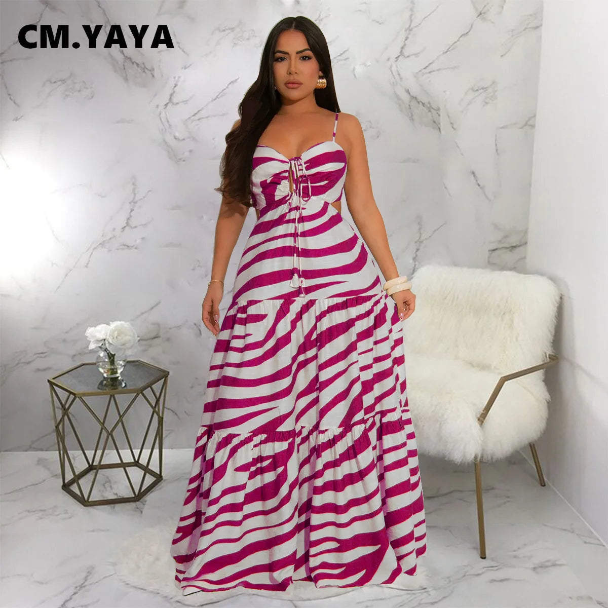 Women Strap Sleeveless Backless Long Dress