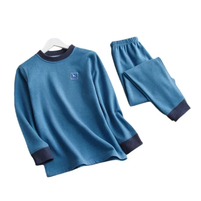 Children's Thermal Underwear Set 7A Antibacterial Autumn Winter Warm Clothes Kids Wool Nature Silk Teen Boys Girls Loungewear