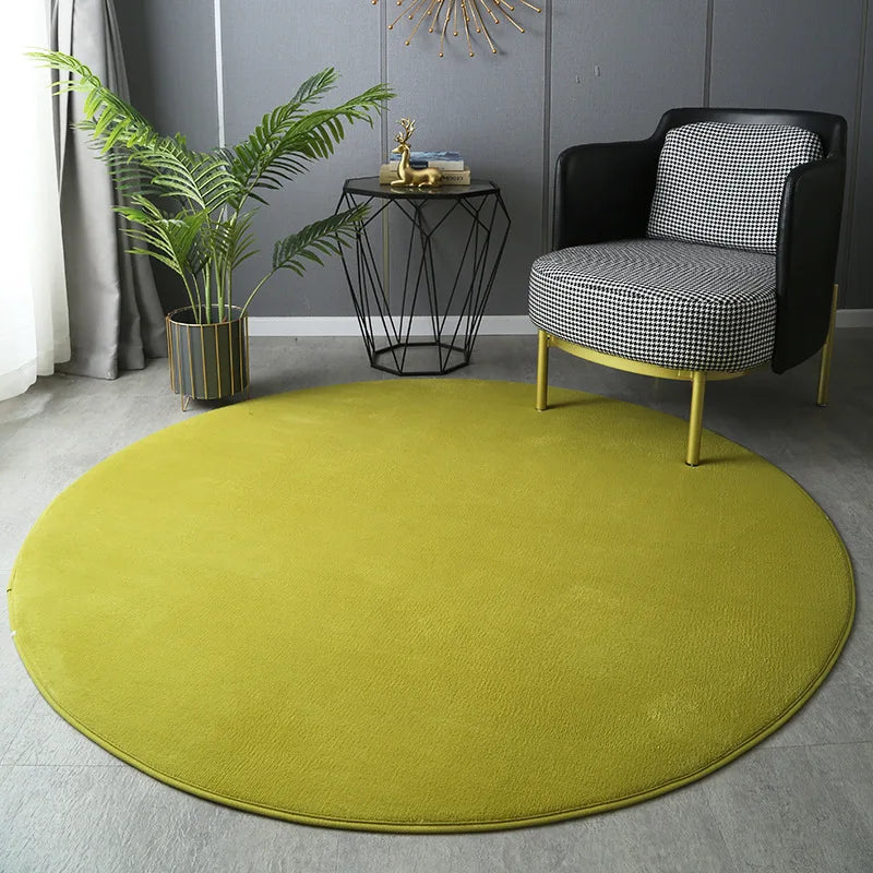 Velvet Carpet Round For Home Living Room Coffee Table Floor Rug Short Plush Foot Mat Children's Play Crawling Carpets