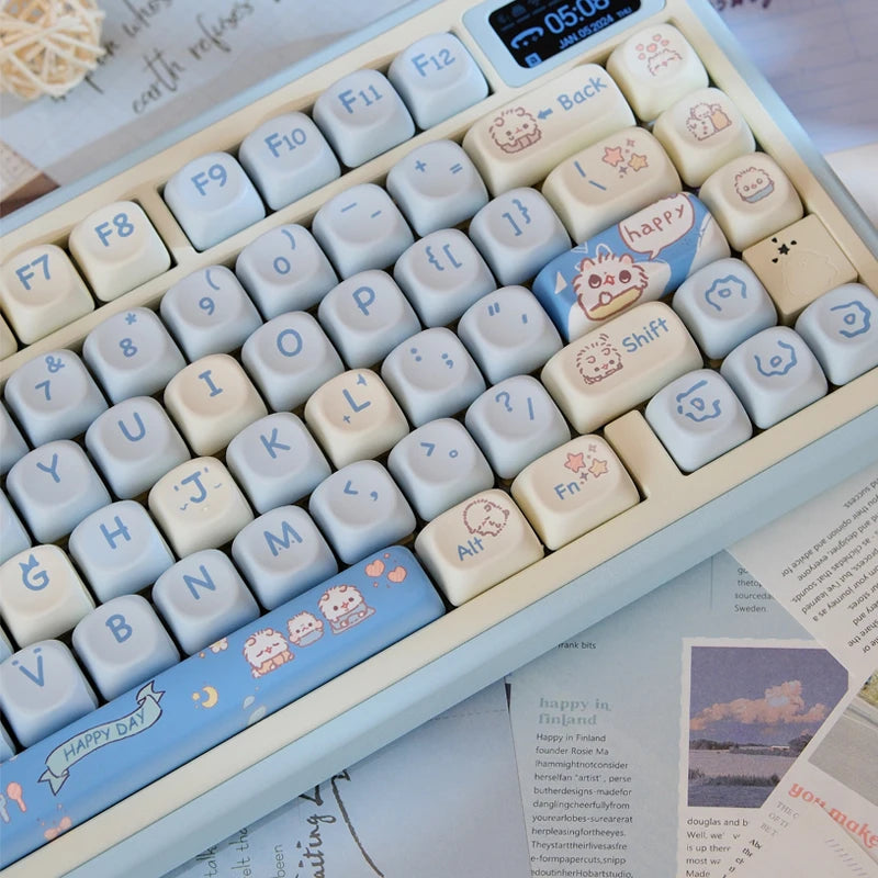 Attack Sharks 98-key cute mechanical keyboard keycaps: MOA PBT material, suitable for multi-layout keyboards