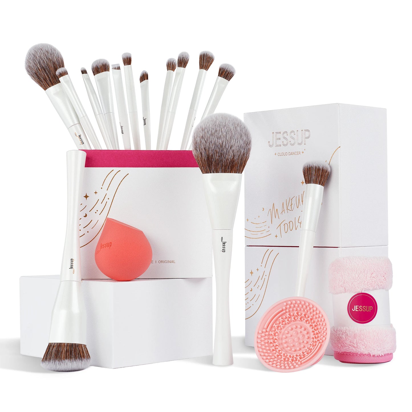 Makeup Brushes 4-14pcs Make up Brush set Highend Makeup Gift Set For Women with Sponge Makeup,Brush Cleaner,Towel T333