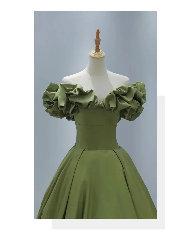 Party Long Dress Women Dresses Green High Waist