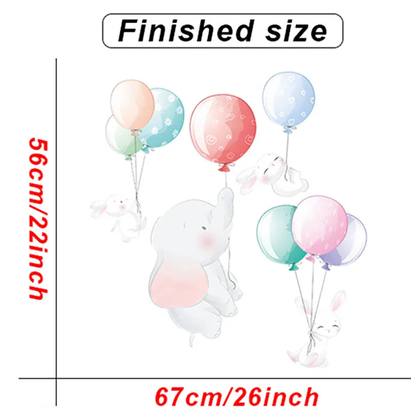 Cartoon Kids Room Wall Decor Stickers Hot Air Balloon PVC Removable Decals for Home Decoration Art Waterproof Eco-friendly Mural