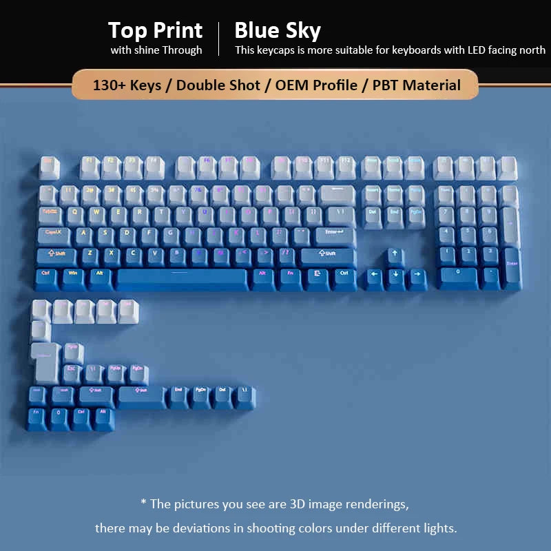 135 Keys Green Hill PBT Double Shot Keycaps Shine Through Side Print Keycaps OEM Profile for Cherry MX Switches Gaming Keyboards