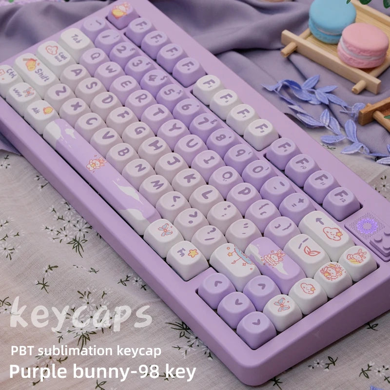 Attack Sharks 98-key cute mechanical keyboard keycaps: MOA PBT material, suitable for multi-layout keyboards