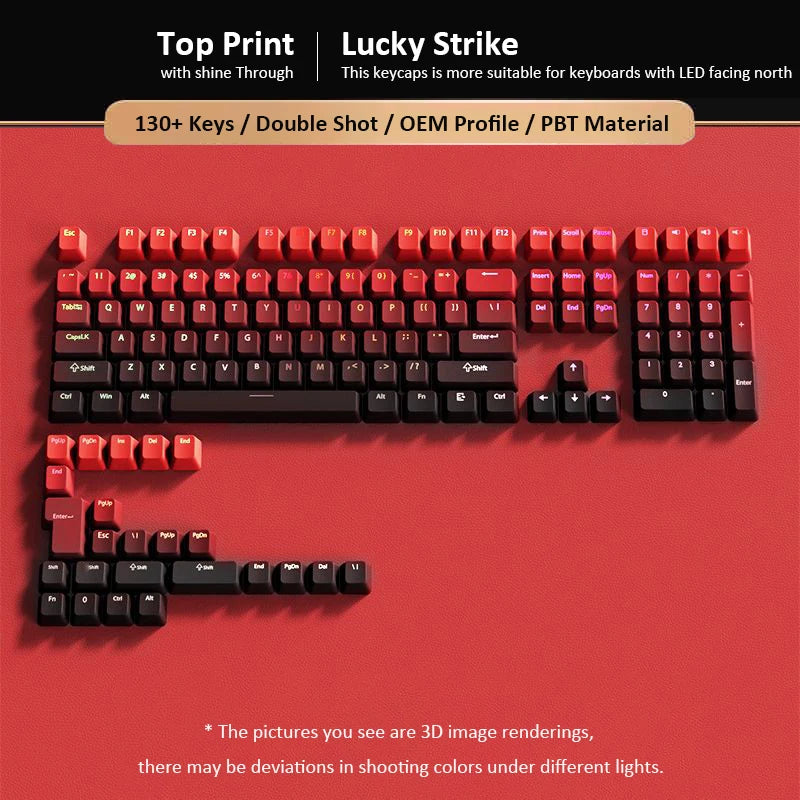 135 Keys Green Hill PBT Double Shot Keycaps Shine Through Side Print Keycaps OEM Profile for Cherry MX Switches Gaming Keyboards