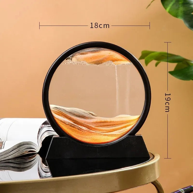 3D Hourglass Quicksand Moving Sand Art Picture Round Glass Deep Sea Sandscape Craft Flowing Painting