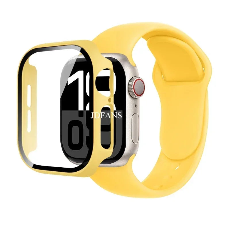 Glass+Case+Strap For Apple Watch 10 42mm 46mm Matte Hard PC bumper Screen Protector Case iWatch series 10 42/46 mm Accessories