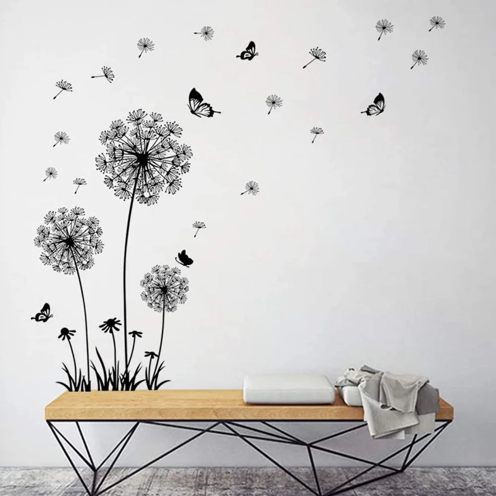 Dandelion Wall Stickers Butterflies On The Wall Living Room Bedroom Glass Window Decoration Mural Art Home Decor Decals