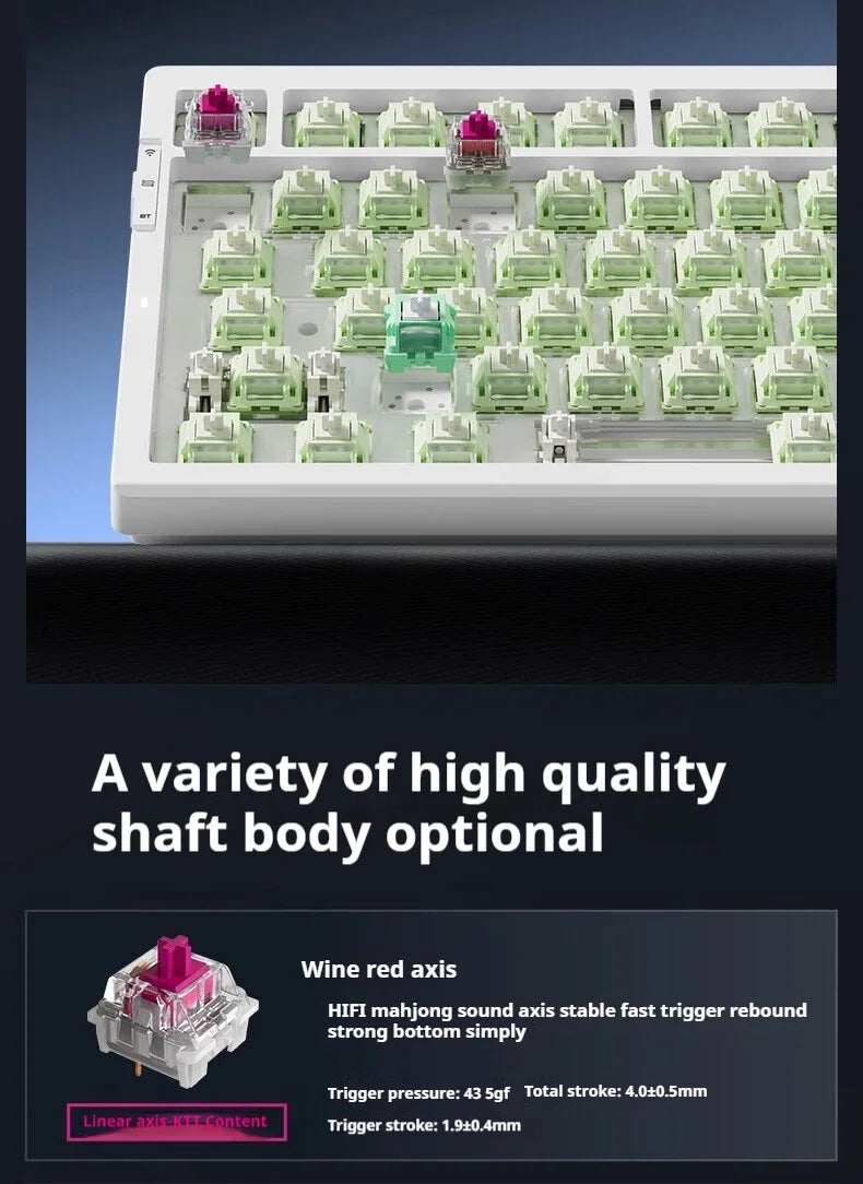 MCHOSE G75 Pro Mechanical Keyboards RGB Hot Swap Gasket Wireless Tri-mode Customized Gaming Keyboard Pc E-Sports Accessories