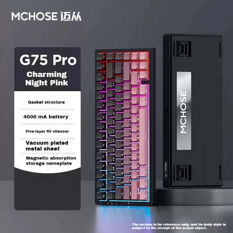 MCHOSE G75 Pro Mechanical Keyboards RGB Hot Swap Gasket Wireless Tri-mode Customized Gaming Keyboard Pc E-Sports Accessories