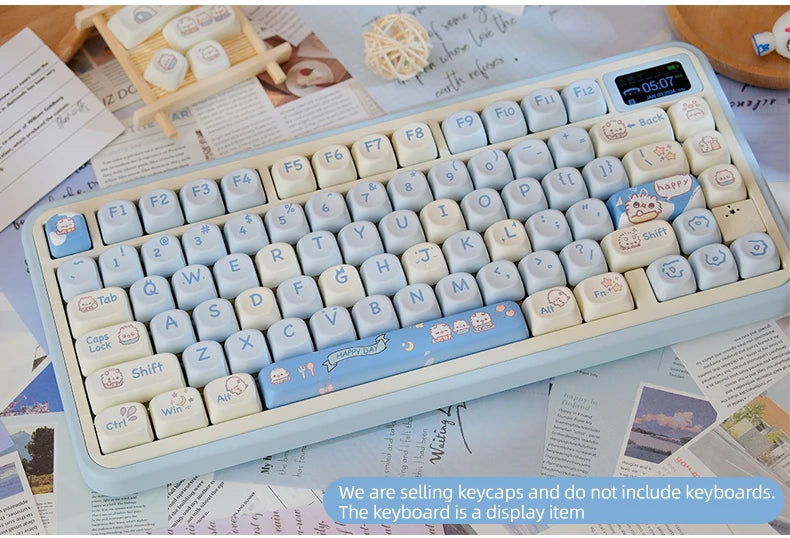 Attack Sharks 98-key cute mechanical keyboard keycaps: MOA PBT material, suitable for multi-layout keyboards